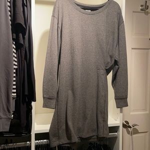 Gray Cabi sweatshirt dress with side rouching detail